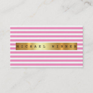 Rosa Pastel White Rand Vip Golden Foil Visitkort