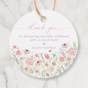 Rosa Pastel WildblomBaby Shower Gåvor Etiketter
