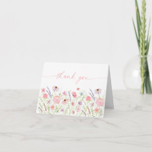 Rosa Pastel Wildbloms Meadow Baby Shower Tack Kort