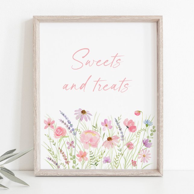 Rosa Pastel Wildblomsöt och Beattningstecken Poster (Skapare uppladdad)