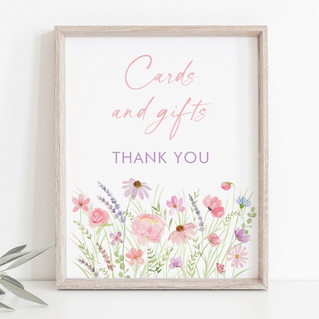 Rosa Pastel Wildblomsterkort och presentkort Poster (Skapare uppladdad)