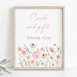 Rosa Pastel Wildblomsterkort och presentkort Poster