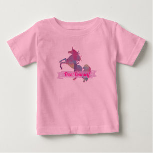 Rosa Pastell Abstrakt Enhörnings Siluett T Shirt