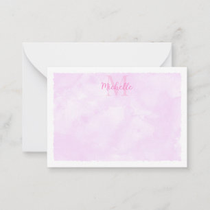 Rosa pastell akvarell monogram för alla tillfällen anteckningskort