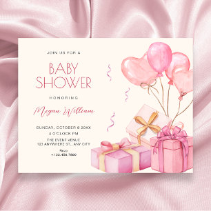 Rosa pastell baby shower inbjudningar