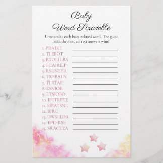 Rosa Pastell Baby Shower Ordspridningslek