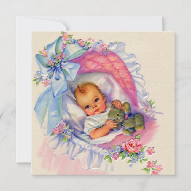 Rosa Pastell Babyflicka Babyshower Inbjudningar (Framsida)