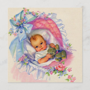 Rosa Pastell Babyflicka Babyshower Inbjudningar
