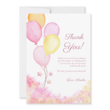 Rosa Pastell Ballong Baby Shower Tacksamhetskort