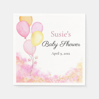 Rosa Pastell Ballong Bebis Shower Servett