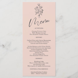 Rosa Pastell Blomma Boho Enkel Botanisk Meny