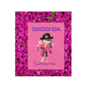 Rosa Pastell Glitter  Piratflicka Brevkort Anteckningskort