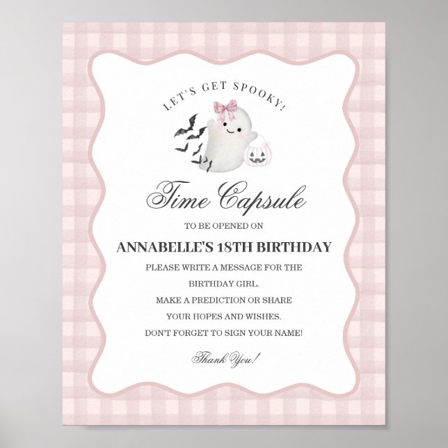 Rosa Pastell Lille Boo Spök Tidskapsel Spel Poster (Framsidan)