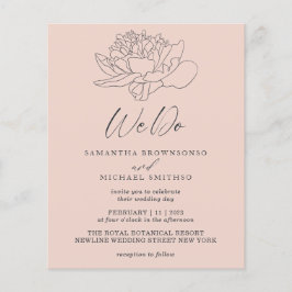 Rosa Pastell Maskros Botanisk Budget Vi Gifta Oss Flygblad