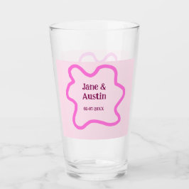 Rosa pastell retro bröllopsgränsrambord namn datum glaskopp