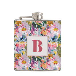 Rosa Pastell Rosa Abstrakt Blommig Bröllopsmonogra Fickplunta