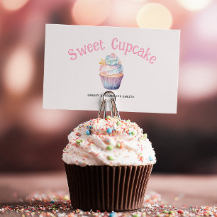 Rosa Pastell Söt Cupcake Bageri Illustration Visitkort
