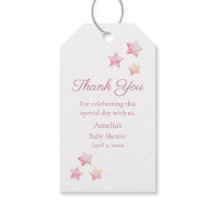 Rosa Pastell Stjärna Baby Shower Tack Presentkort