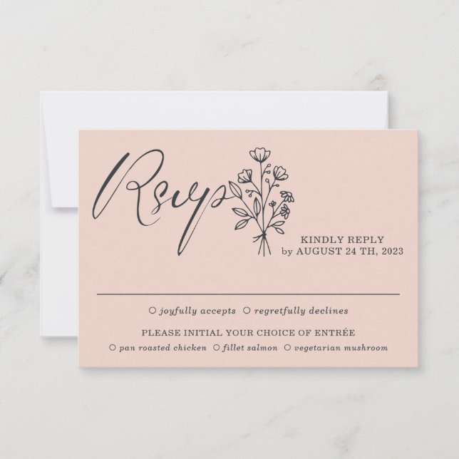 Rosa Pastell Svar Boho Minimalistiska Botaniska (Framsida)