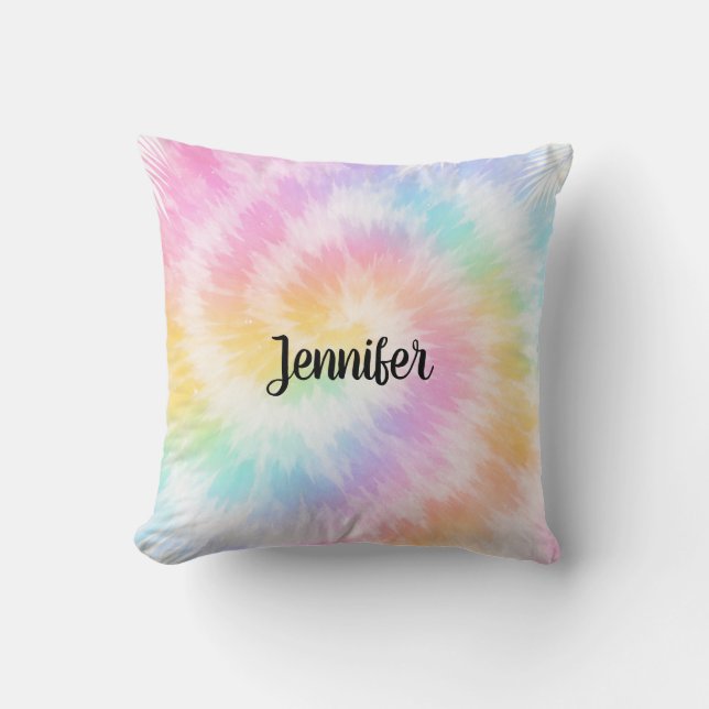 Rosa Pastell Tie Dye Girlig Chic Kudde (Framsida)