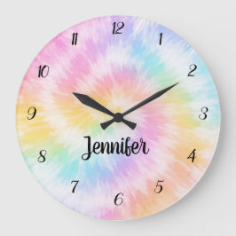 Rosa Pastell Tie Dye Girlig Chic Stor Klocka