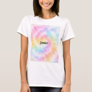 Rosa Pastell Tie Dye Girlig Chic T Shirt