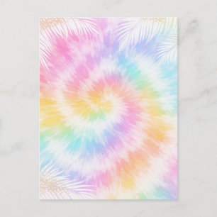 Rosa Pastell Tie Dye Girlig Chic Vykort