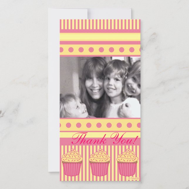 Rosa pastellfärgad muffins tack kort (Framsida)