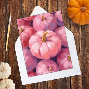 Rosa pastellfärgade halloweenpumpor julkort