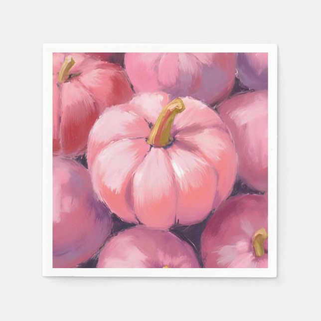 Rosa pastellfärgade halloweenpumpor pappersservett (Framsidan)