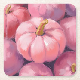 Rosa Pastellfärgade Halloweensquashar Underlägg Papper Kvadrat