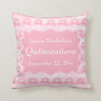 Rosa pastellfärgade vagnar Quinceanera Kudde