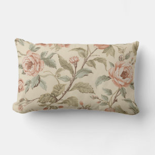 Rosa Pastellgrön Beige Shabby Chic Blommig Lumbarkudde