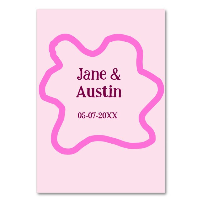 Rosa pastellretro bröllop gräns ram namn bordsnummer (Framsidan)