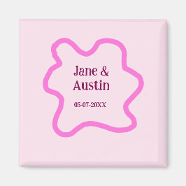 Rosa pastellretro bröllop gräns ram namn magnet