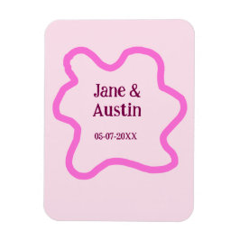 Rosa pastellretro bröllop gräns ram namn magnet