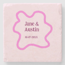 Rosa pastellretro bröllop gräns ram namn stenunderlägg