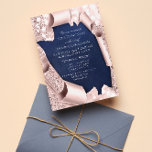 Rosa Pastellrosa Pudervitt 3D Ram Blå Marinblå Inbjudningar<br><div class="desc">florenceK design
elegant och chic inbjudan för många tillfällen som födelsedagsfest,  bröllopsfest,  årsdag etc</div>