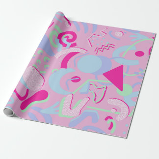Rosa Pastels Retro Abstrakt Doodle Wrapping Papper Presentpapper