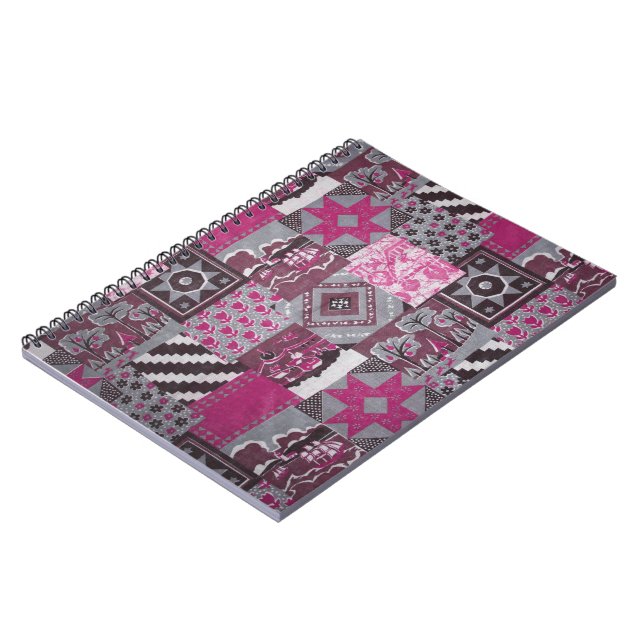 Rosa Patchwork - bärbar dator Anteckningsbok (Vänstra Sidan)
