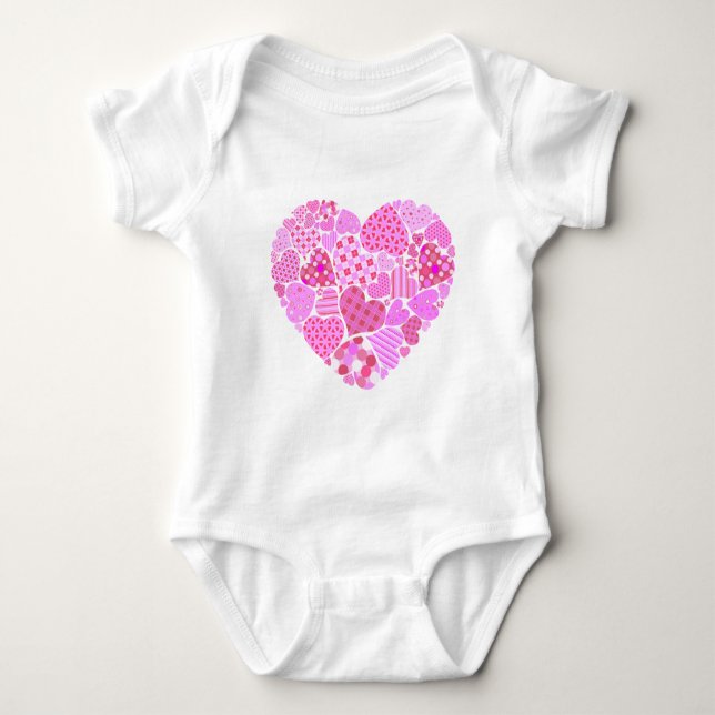 Rosa Patchwork Heart T-shirt (Framsida)