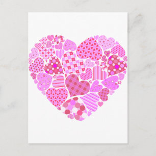 Rosa Patchwork Heart Vykort