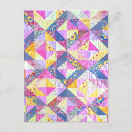 Rosa Patchwork Quilt Vykort