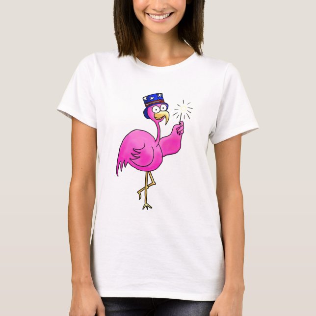 Rosa patriotisk FlamingohattSparkler Tröja (Framsida)