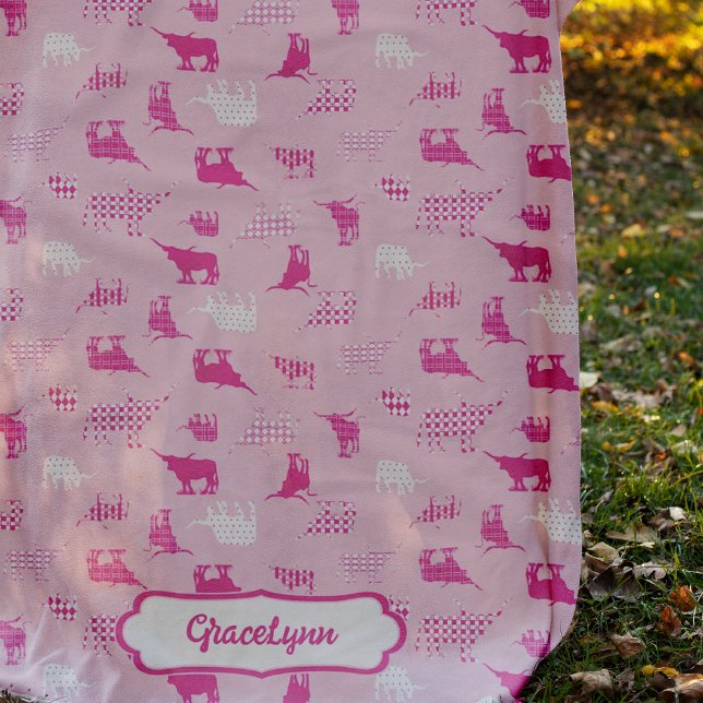 Rosa Patterned Longhorns Mönster Fleecefilt (Skapare uppladdad)