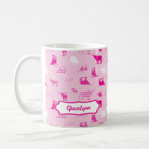 Rosa Patterned Longhorns Mönster Kaffemugg