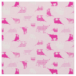 Rosa Patterned Longhorns Mönster Tyg