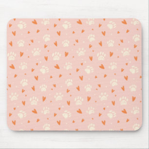 Rosa Paw Print Heart Mönster Musmatta