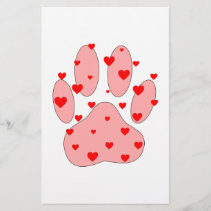 Rosa Paw-utskrift med kulor Brevpapper