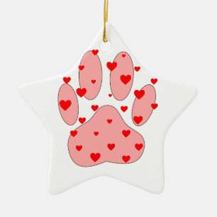 Rosa Paw-utskrift med kulor Julgransprydnad Keramik